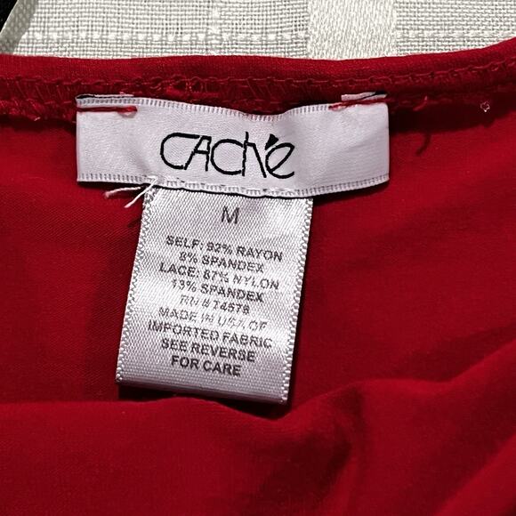 Vintage Cache Women’s Lacey Cami Tank Red Ruched Whimsigoth 90s Y2K Fairy Medium - Picture 4 of 7